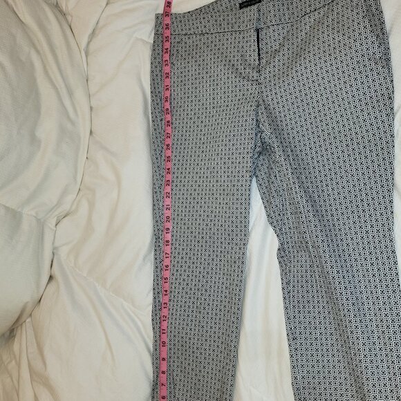Audrey & Celine Black and White Pattern Stretchy, Slim Cut Straight Leg Pants 10 - Picture 6 of 9